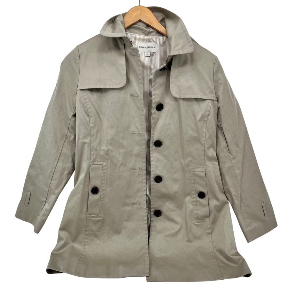 Banana Republic Women's Khaki Tan Double Breasted Trench Coat Small‎